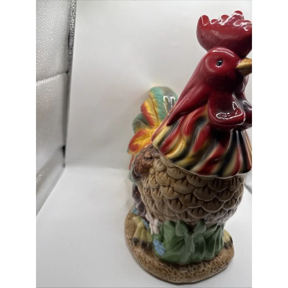 Vintage Hand Painted‎ Rooster Cookie Jar Cottage Core 11.5